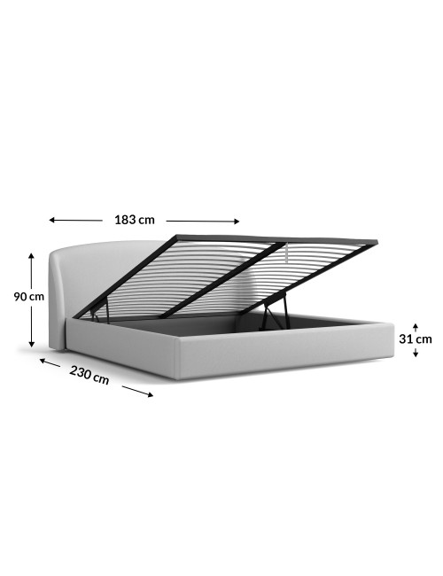 Notre lit rembourré RIVA avec espace de rangement - designDISTRIKT