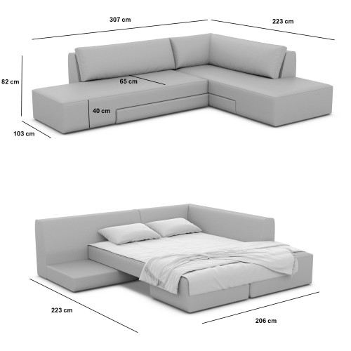 Canapé d'angle MANDORA - Forme L - Fonction lit - designDISTRIKT