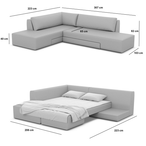 Canapé d'angle MANDORA - Forme L - Fonction lit - designDISTRIKT